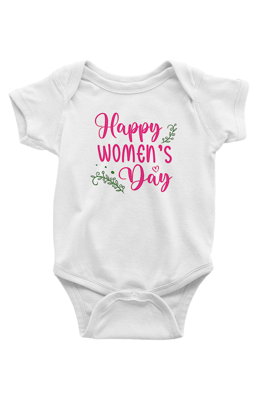 Kadınlar Günü Baskılı Beyaz Unisex Bebek Body - Zıbın