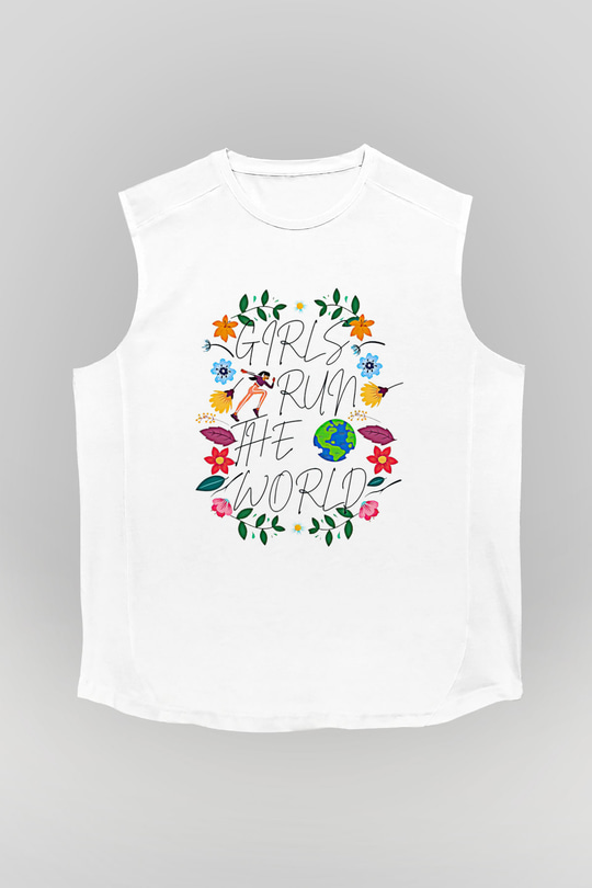 Kadınlar Günü Baskılı Beyaz Unisex Kolsuz Tişört - Tshirt