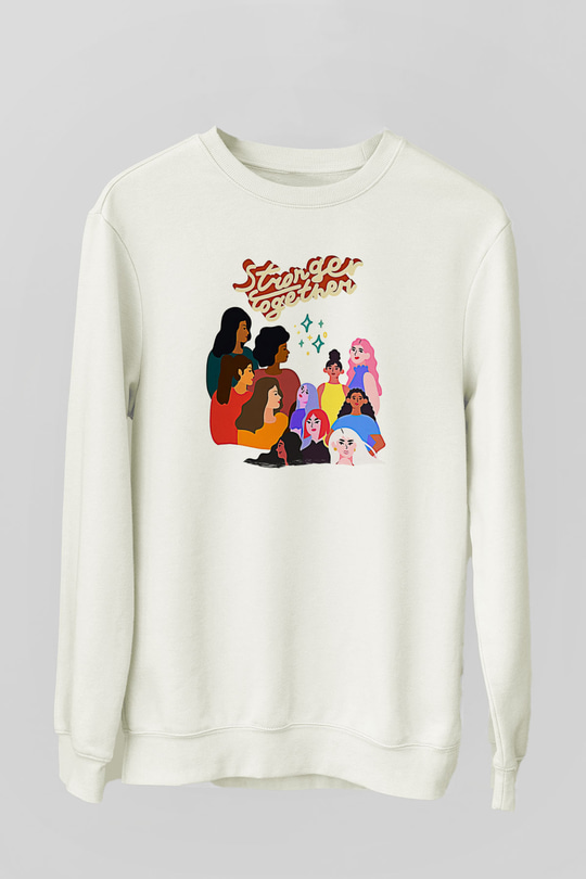 Kadınlar Günü Baskılı Beyaz Unisex Sweatshirt