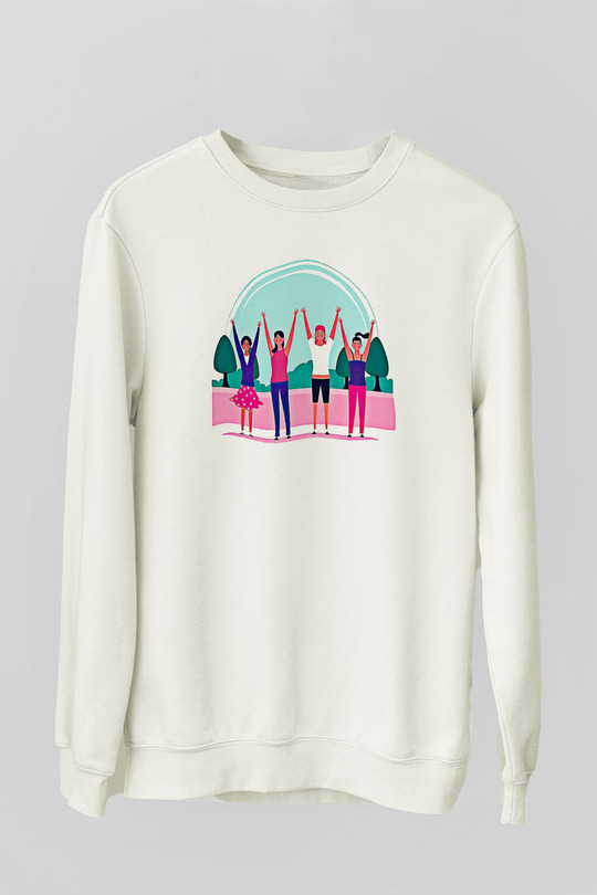 Kadınlar Günü Baskılı Beyaz Unisex Sweatshirt