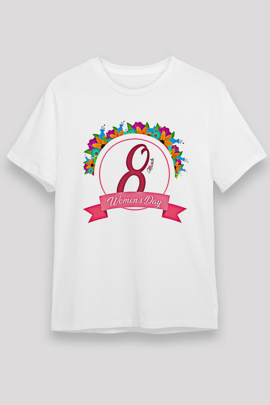 Kadınlar Günü Baskılı Unisex Beyaz Tişört - Tshirt