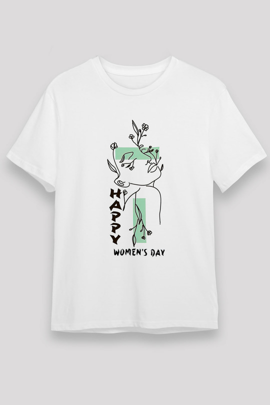 Kadınlar Günü Baskılı Unisex Beyaz Tişört - Tshirt