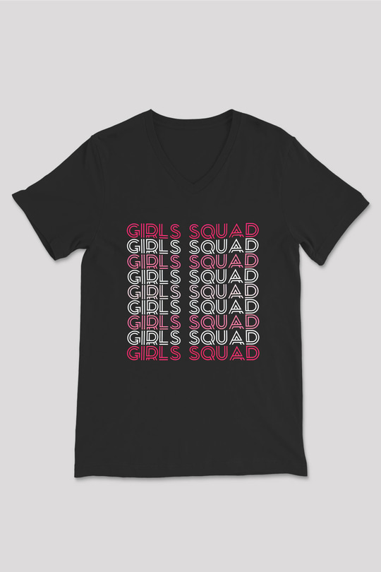 Kadınlar Günü Baskılı Unisex Siyah V Yaka Tişört - Tshirt