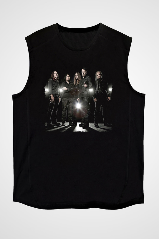 Kamelot Baskılı Unisex Siyah Kolsuz Tişört - Tshirt