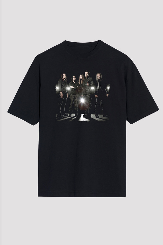 Kamelot Baskılı Unisex Siyah Oversize Tişört - Tshirt