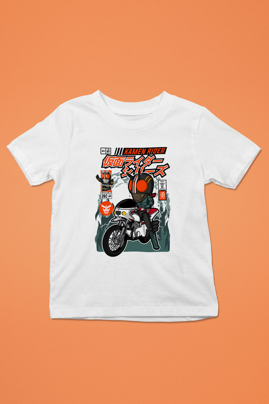 Kamen Rider Baskılı Unisex Beyaz Çocuk Tişört