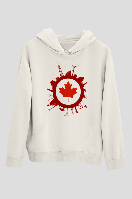 Kanada Beyaz Unisex Kapşonlu Sweatshirt