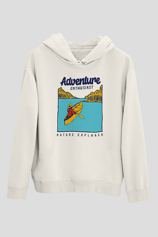 Kano Baskılı Unisex Ekru Hoodie