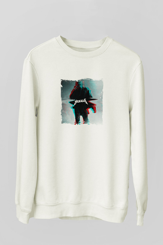 Kanye West Baskılı Unisex Beyaz Sweatshirt