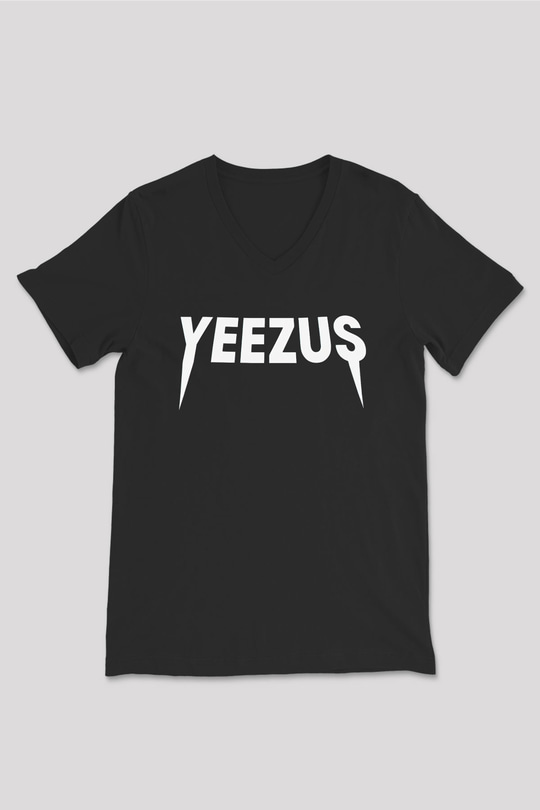 Kanye West Siyah Unisex V Yaka Tişört T-Shirt