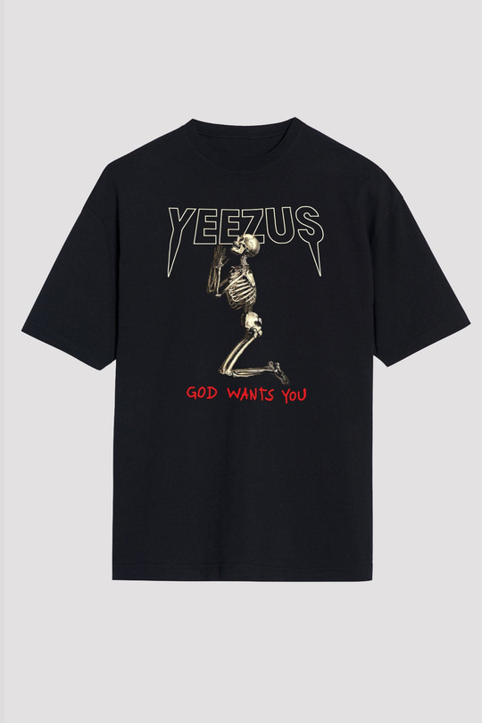 Kanye West Yeezus Siyah Unisex Oversize Tişört T-Shirt