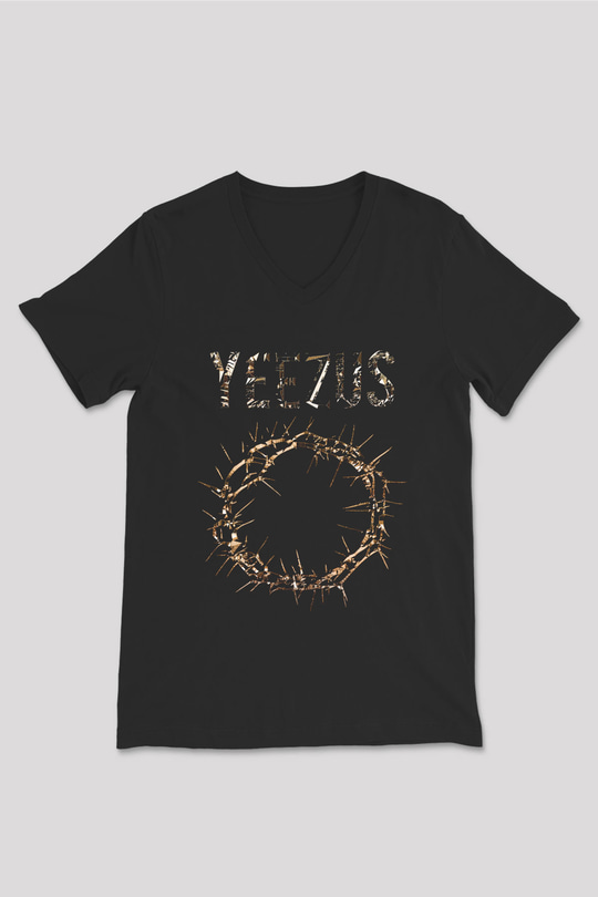 Kanye West Yeezus Siyah Unisex V Yaka Tişört T-Shirt
