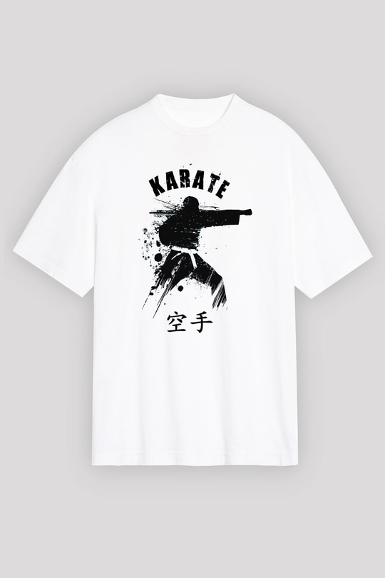 Karate Beyaz Unisex Oversize Tişört T-Shirt