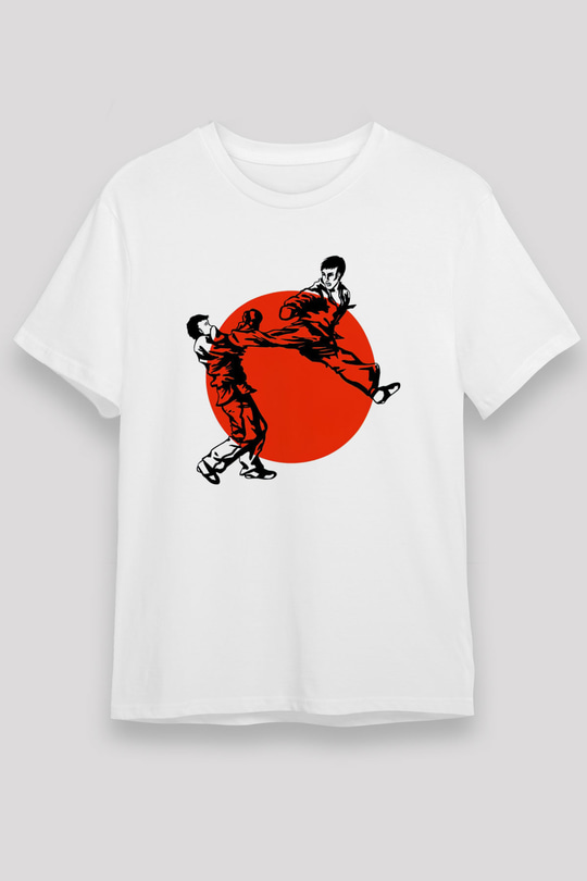 Karate Temalı Baskılı Beyaz Tişört