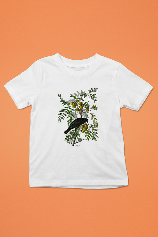 Karga Baskılı Beyaz Unisex Beyaz Çocuk Tişört - Tshirt