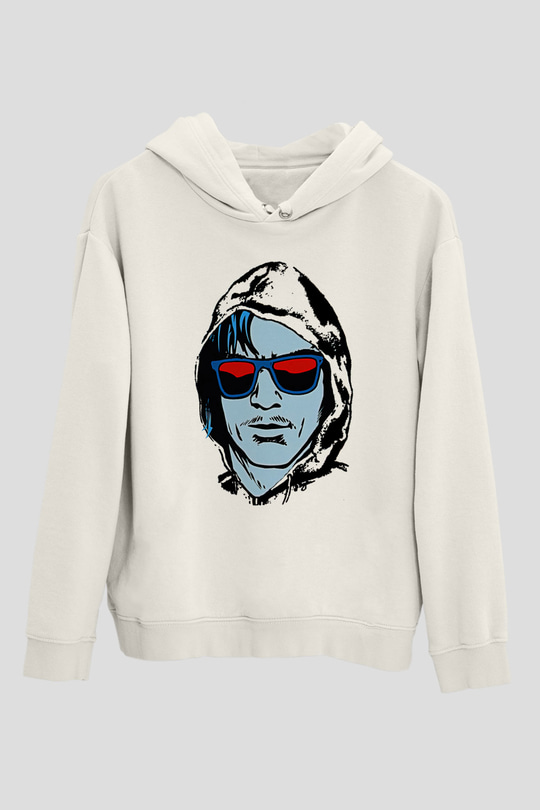 Kavinsky Baskılı Beyaz Unisex Hoodie