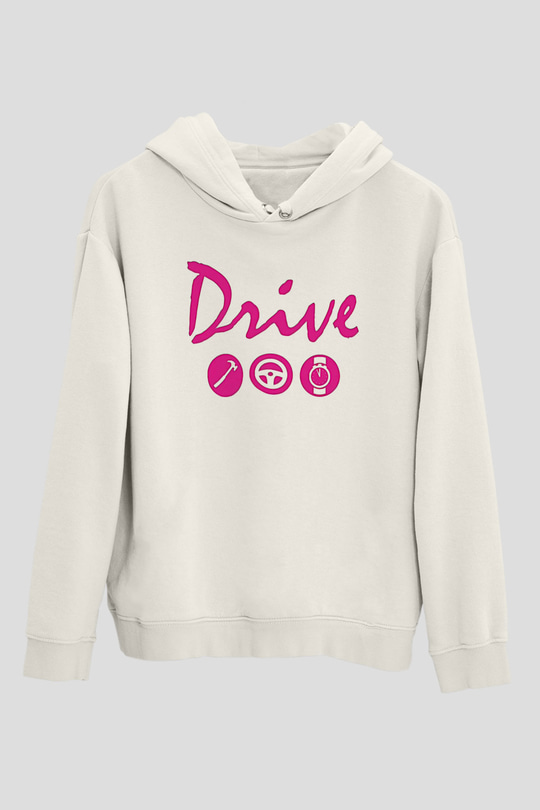 Kavinsky Baskılı Beyaz Unisex Hoodie