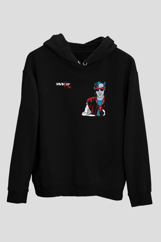 Kavinsky Baskılı Unisex Siyah Hoodie