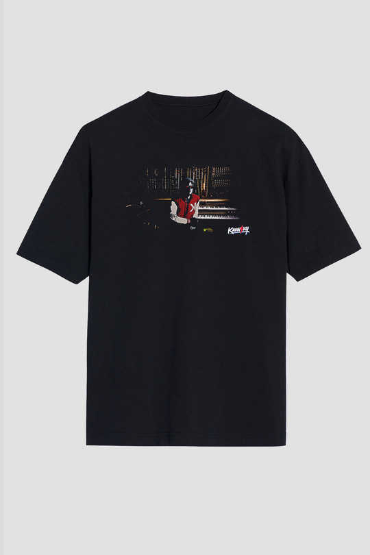 Kavinsky Baskılı Unisex Siyah Oversize Tişört - Tshirt