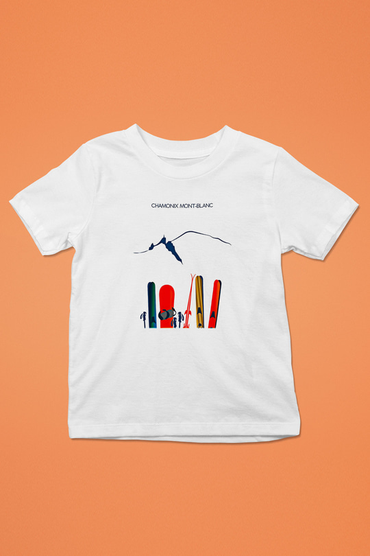 Kayak Baskılı Unisex Beyaz Çocuk Tişört - Tshirt