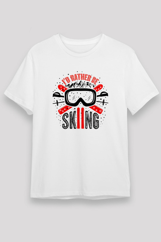 Kayak Baskılı Unisex Beyaz Tişört - Tshirt