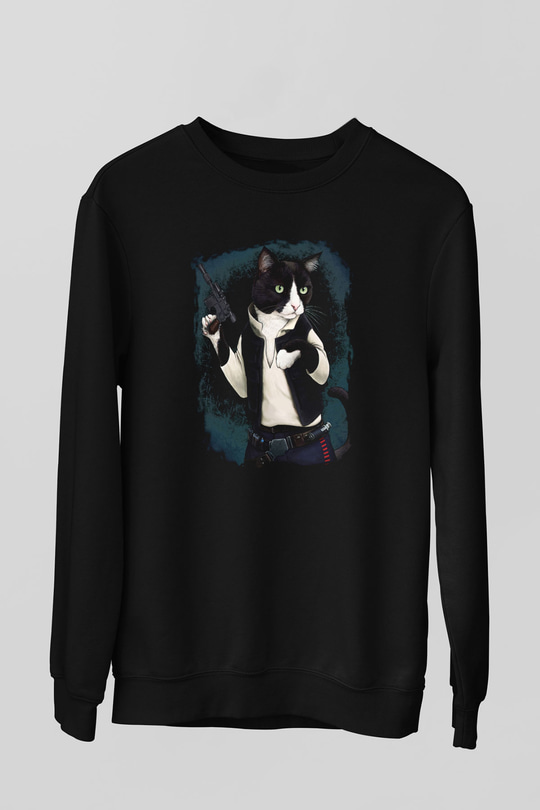 Kedi Siyah Unisex Sweatshirt