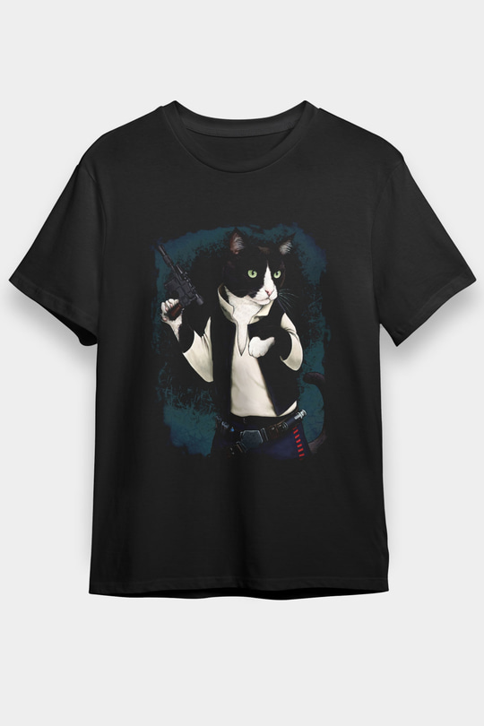 Kedi Siyah Unisex Tişört T-Shirt - TişörtFabrikası