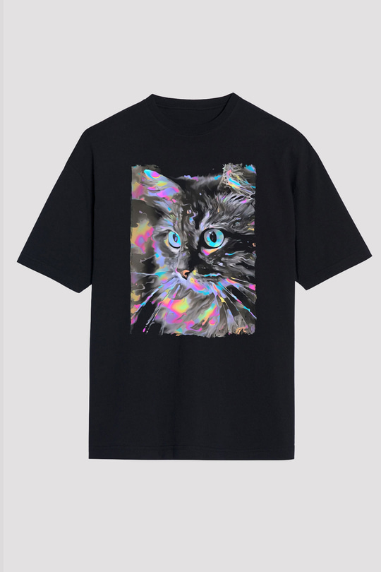 Kedi Siyah Unisex Tişört T-Shirt - TişörtFabrikası