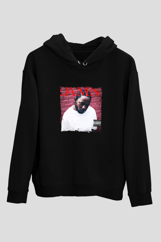 Kendrick Lamar Baskılı Unisex Siyah Hoodie