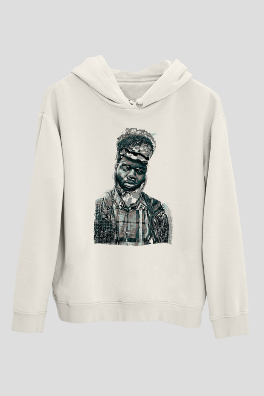 Khalid Baskılı Beyaz Unisex Kapüşonlu Sweatshirt