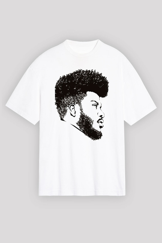 Khalid Baskılı Beyaz Unisex Oversize Tişört - Tshirt