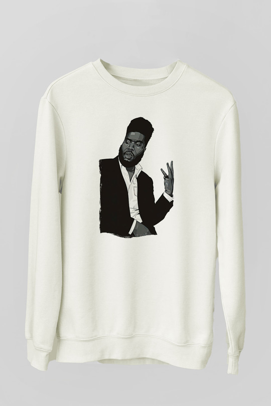 Khalid Baskılı Beyaz Unisex Sweatshirt