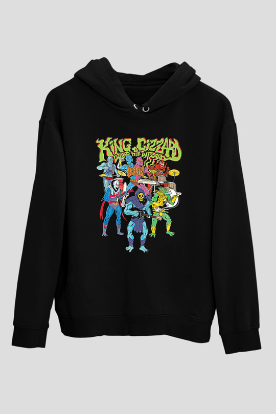 Khruanybin Baskılı Unisex Siyah Kapüşonlu Sweatshirt