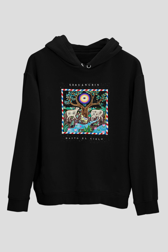 Khruanybin Baskılı Unisex Siyah Kapüşonlu Sweatshirt