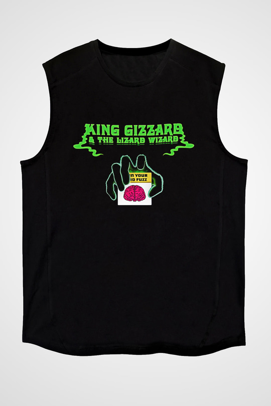 Khruanybin Baskılı Unisex Siyah Kolsuz Tişört - Tshirt
