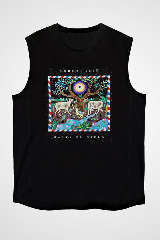 Khruanybin Baskılı Unisex Siyah Kolsuz Tişört - Tshirt