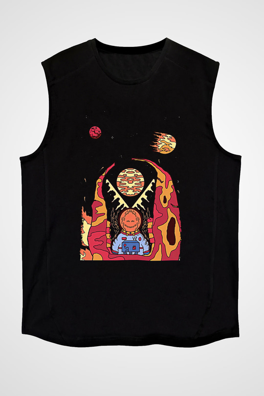 Khruanybin Baskılı Unisex Siyah Kolsuz Tişört - Tshirt