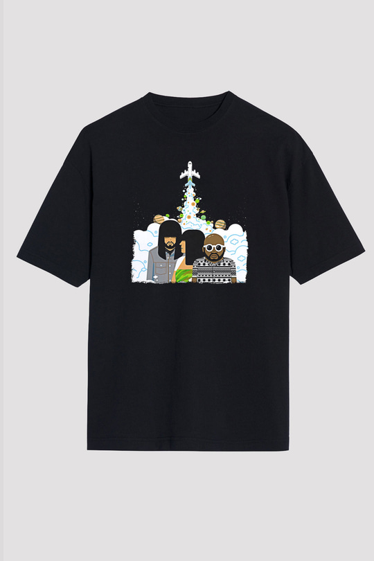Khruanybin Baskılı Unisex Siyah Oversize Tişört - Tshirt