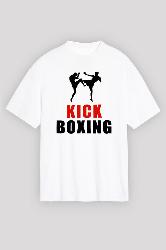 Kick boks Beyaz Unisex Oversize Tişört T-Shirt