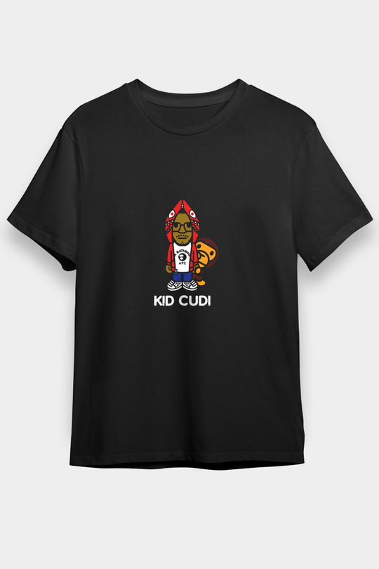Kid Cudi Baskılı Unisex Siyah Tişört