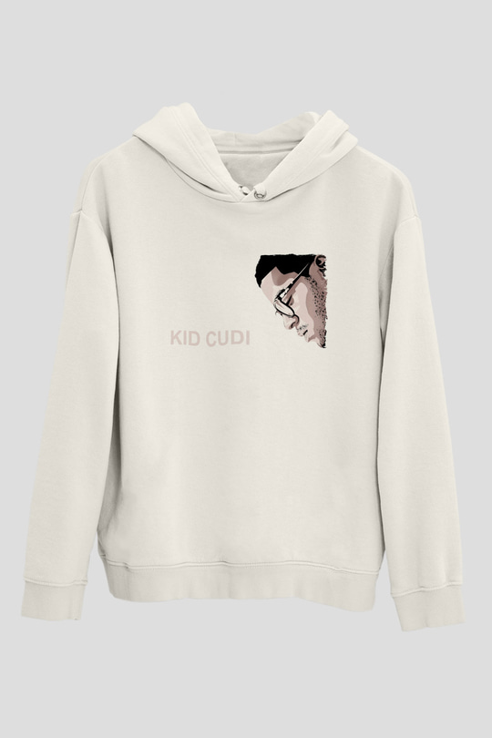 Kid Cudi Beyaz Unisex Kapüşonlu Sweatshirt