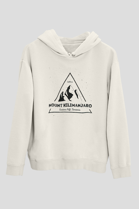 Kilimanjaro Beyaz Unisex Kapşonlu Sweatshirt