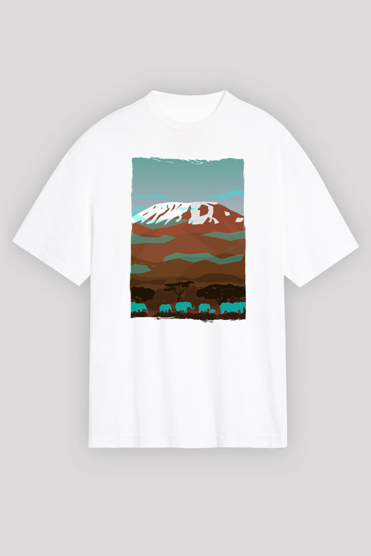 Kilimanjaro Beyaz Unisex Tişört T-Shirt - TişörtFabrikası