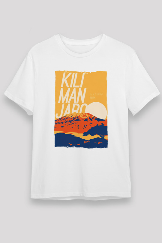 Kilimanjaro Beyaz Unisex Tişört T-Shirt - TişörtFabrikası