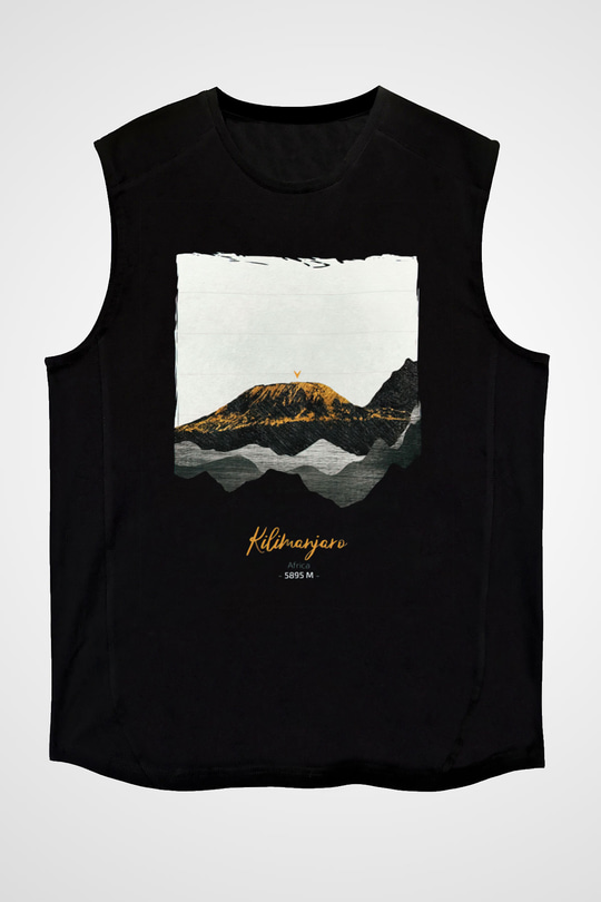 Kilimanjaro Siyah Unisex Kolsuz Tişört