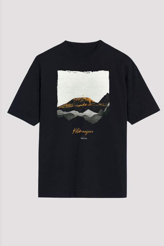 Kilimanjaro Siyah Unisex Tişört T-Shirt - TişörtFabrikası