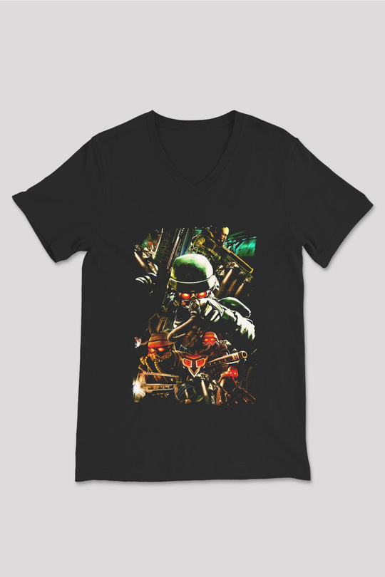 Killzone Siyah Unisex V Yaka Tişört