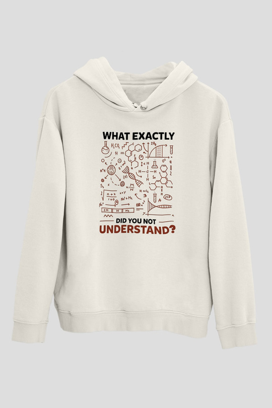 Kimya Formülleri Baskılı Unisex Ekru Hoodie