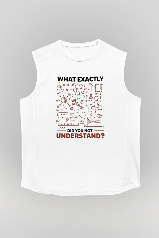 Kimya Formülleri Baskılı Unisex Kolsuz Beyaz Tişört - Tshirt