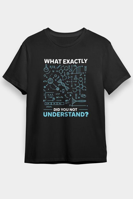 Kimya Formülleri Baskılı Unisex Siyah Tişört - Tshirt